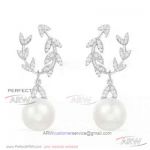 AAA APM Monaco Jewelry For Sale - Diamond Leaves And Pearl Earrings